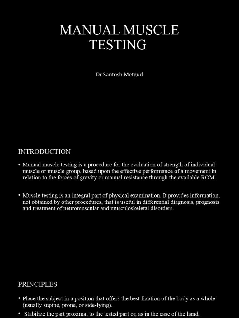 Manual Muscle Testing Overview | PDF | Anatomical Terms Of Motion ...