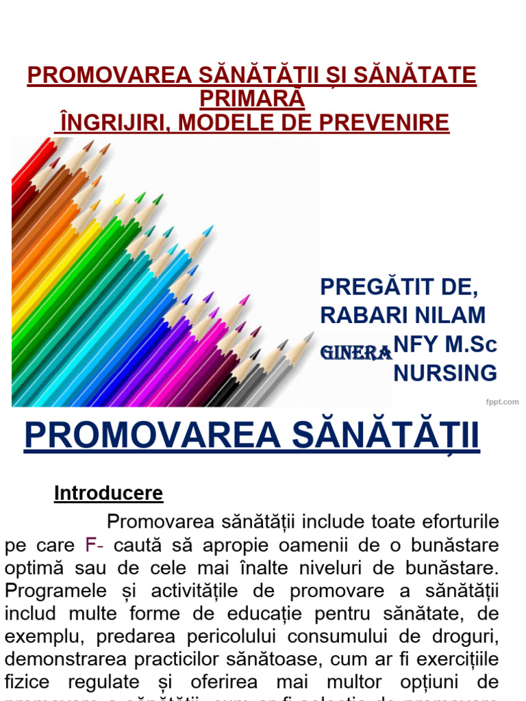 Promovarea Sănătăţii, Model de Prevenire | PDF