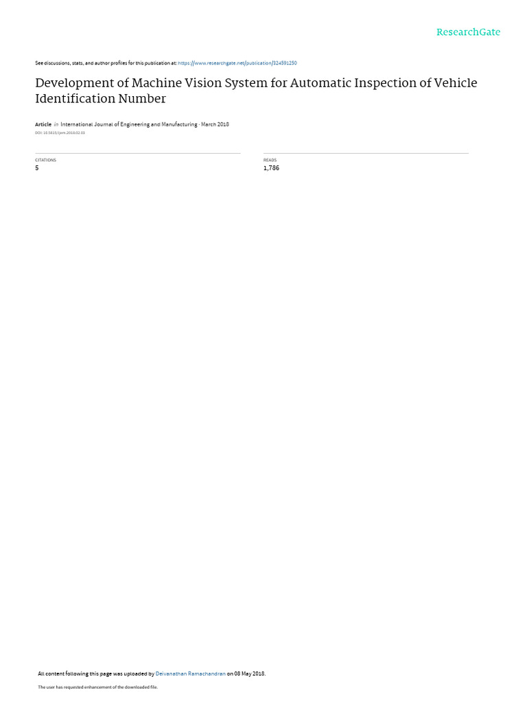 Machine Vision for VIN Inspection | PDF | Optical Character Recognition ...