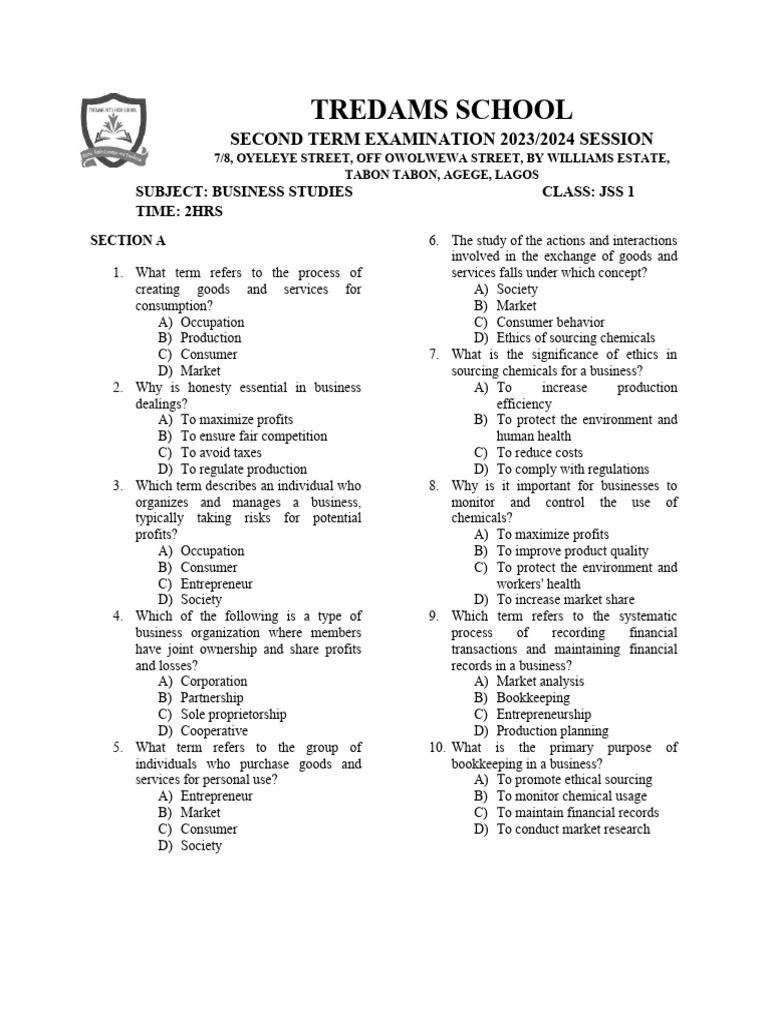 What Is Business Studies Jss1