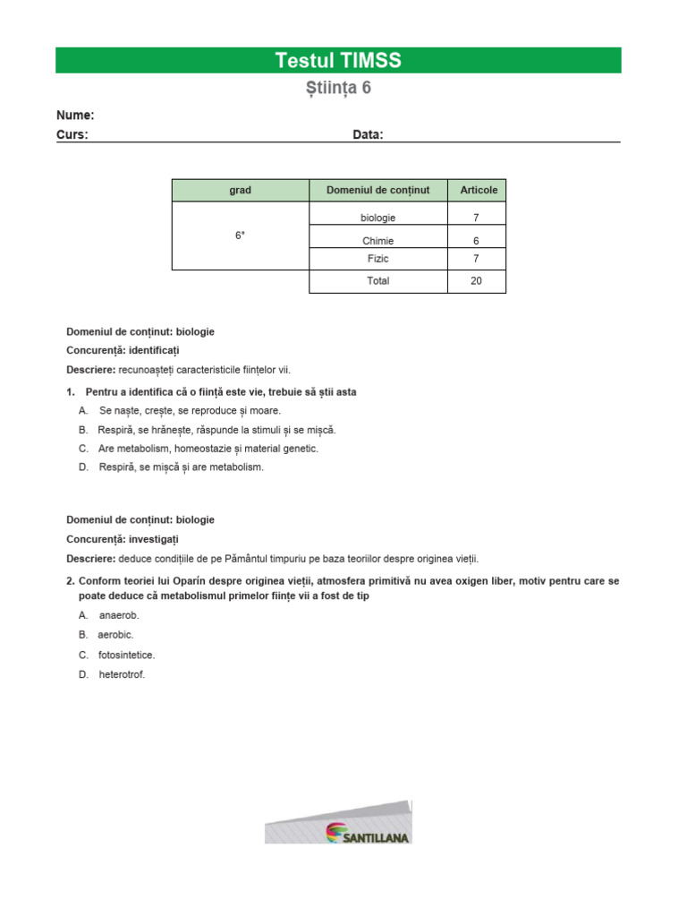 Timss Test Răspunsuri | PDF