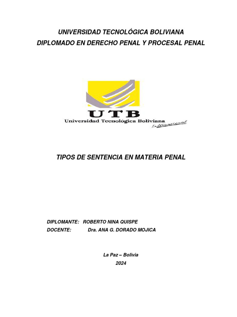 Procesal Penal Tipos de Sentencia Penal | PDF | Sentencia (ley) | Castigos
