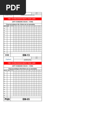 Fire Extinguisher Inspection Card - Ok