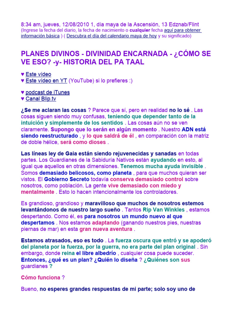 Planes Divinos Divinidad Encarnada Historia Del Pa Taal | PDF ...