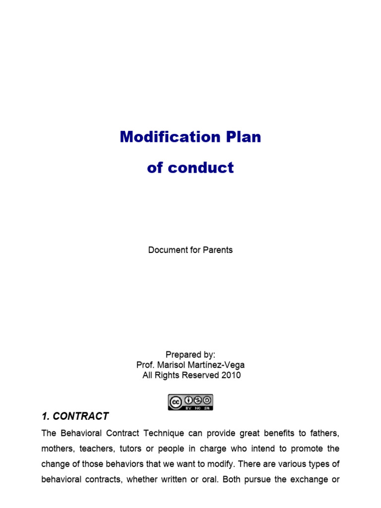Behavior Modification Plan Parent Document Pdf Reinforcement