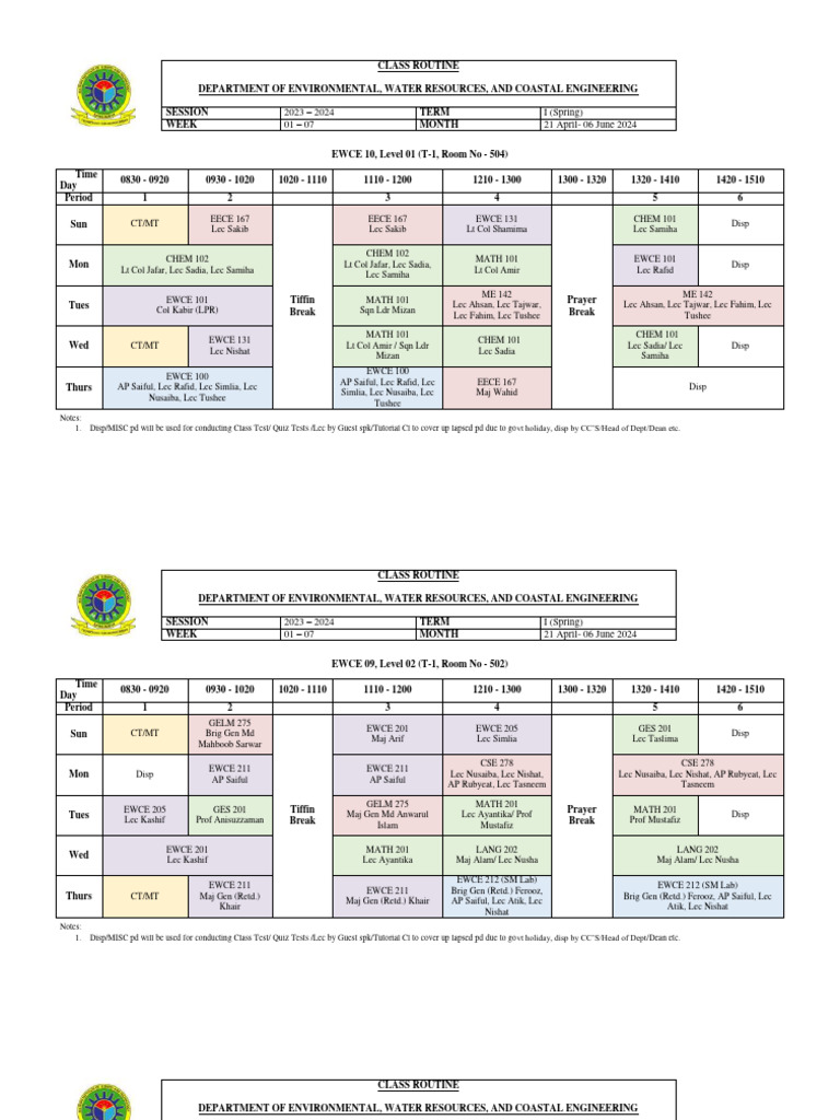 Spring 2024 Class Schedule Overview | PDF