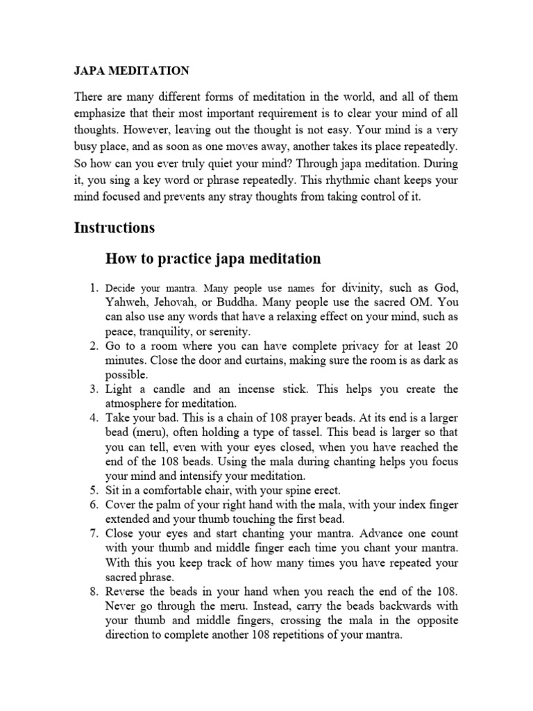 Japa Meditation Techniques For Beginners