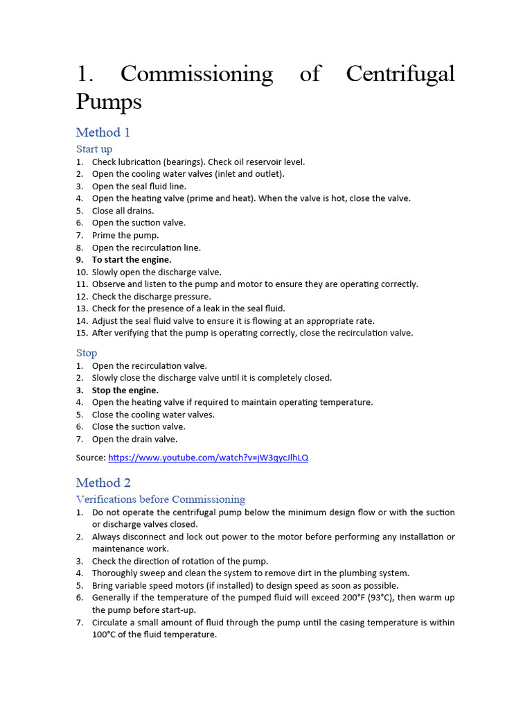 Centrifugal Pump Commissioning Guide | PDF | Pump | Valve