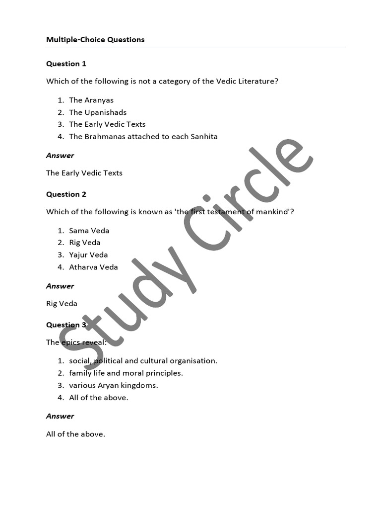 Vedic Period: Key Questions & Answers | PDF | Vedas | Mahabharata