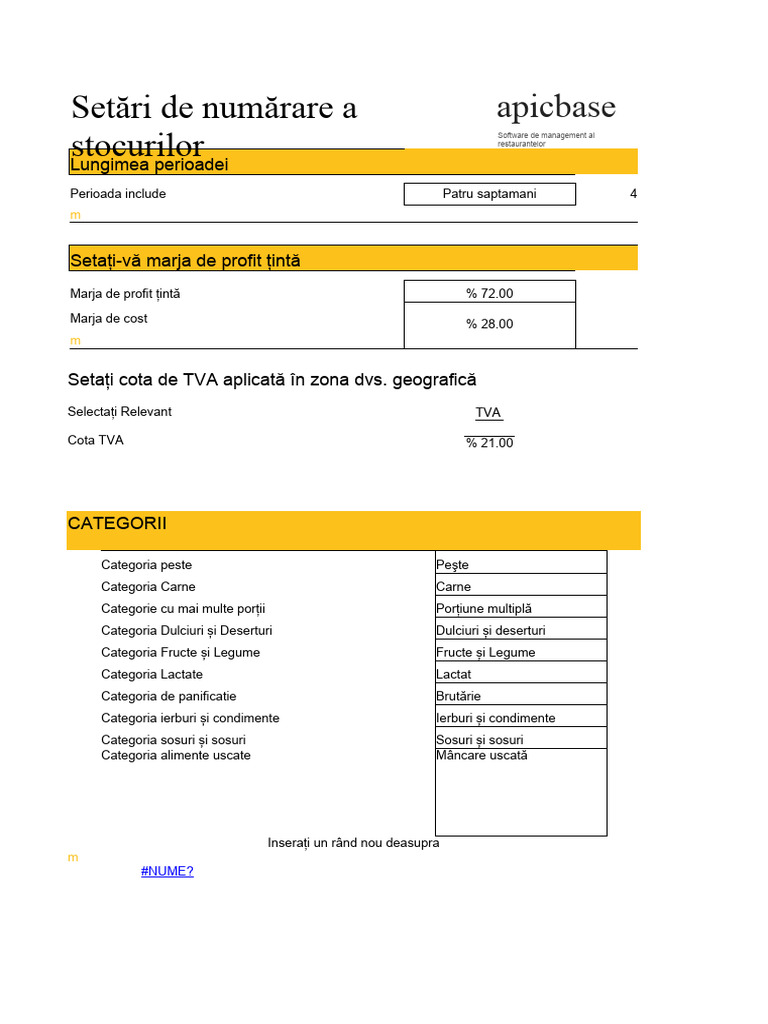 Șablon Excel Pentru Inventarul Alimentelor La Restaurant | PDF
