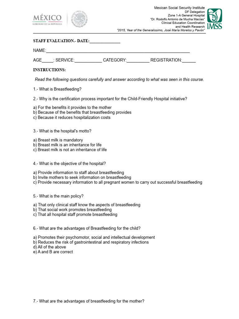Breastfeeding Questionnaire PDF Breastfeeding Infants