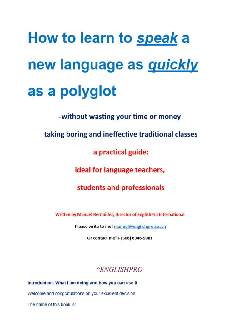 Ebook How To Learn To Speak A Language | PDF | Multilingualism | Experience