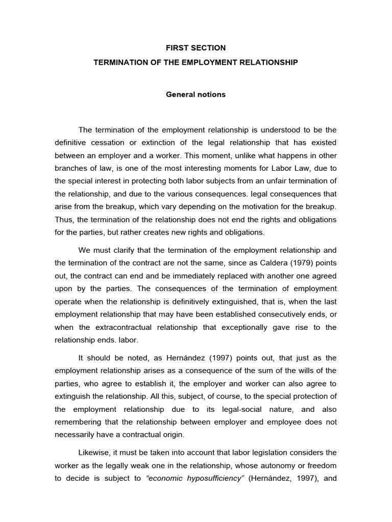 Termination of Employment Relationships | PDF | Employment | Labour Law