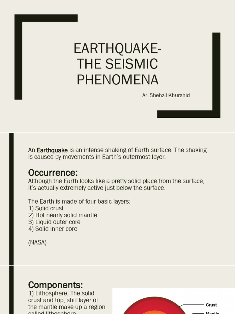 EarthquakeThe Seismic Phenomena PDF Seismology Earthquakes
