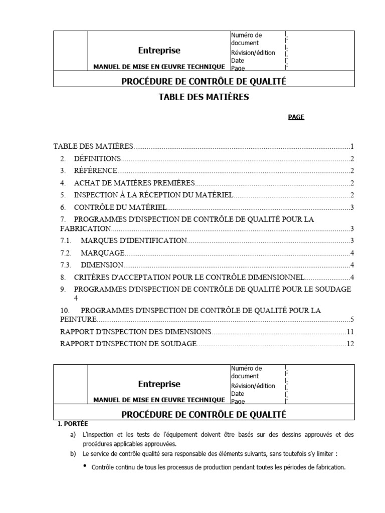 Exemple de Procédure de Contrôle Qualité | PDF | Soudage | Construction