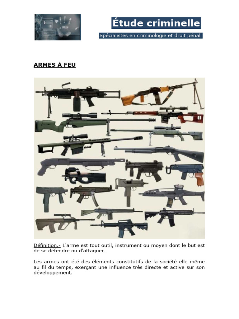 Classification des armes à feu PDF Fusil Revolver — free download