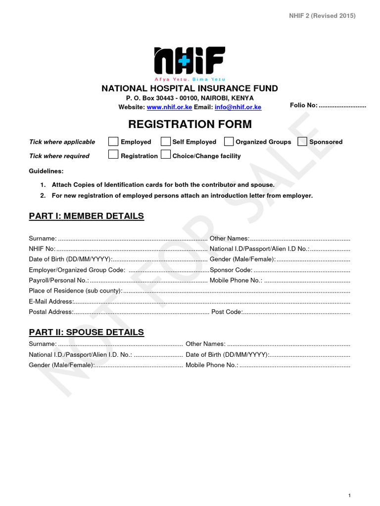 Nhif 2 | PDF | Identity Document | Health Care