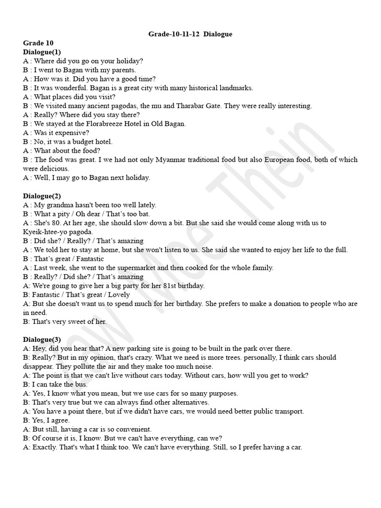 Grade 10-12 Dialogue Examples | PDF | Electronic Waste | Waste
