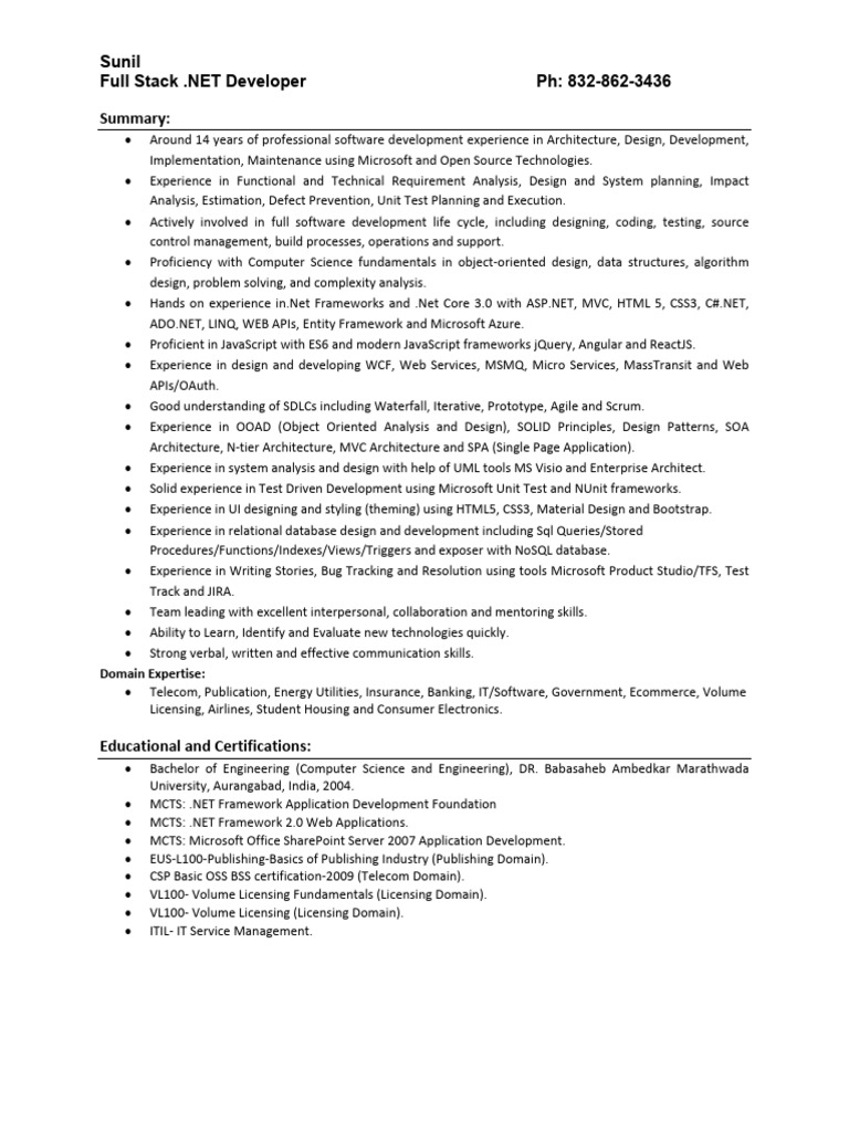 Dice resume cv sunil sam download free pdf microsoft sql server j