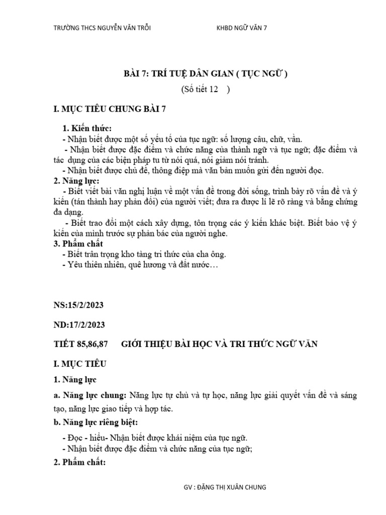 Bài 7 Văn 7 (Chung) | PDF