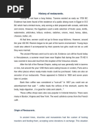 History and Evolution of Restaurants | PDF | Restaurants | Menu