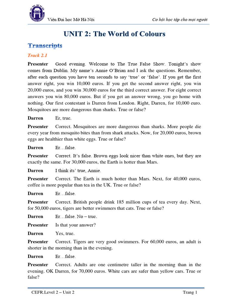 True or False Game Show Transcript | PDF | Art