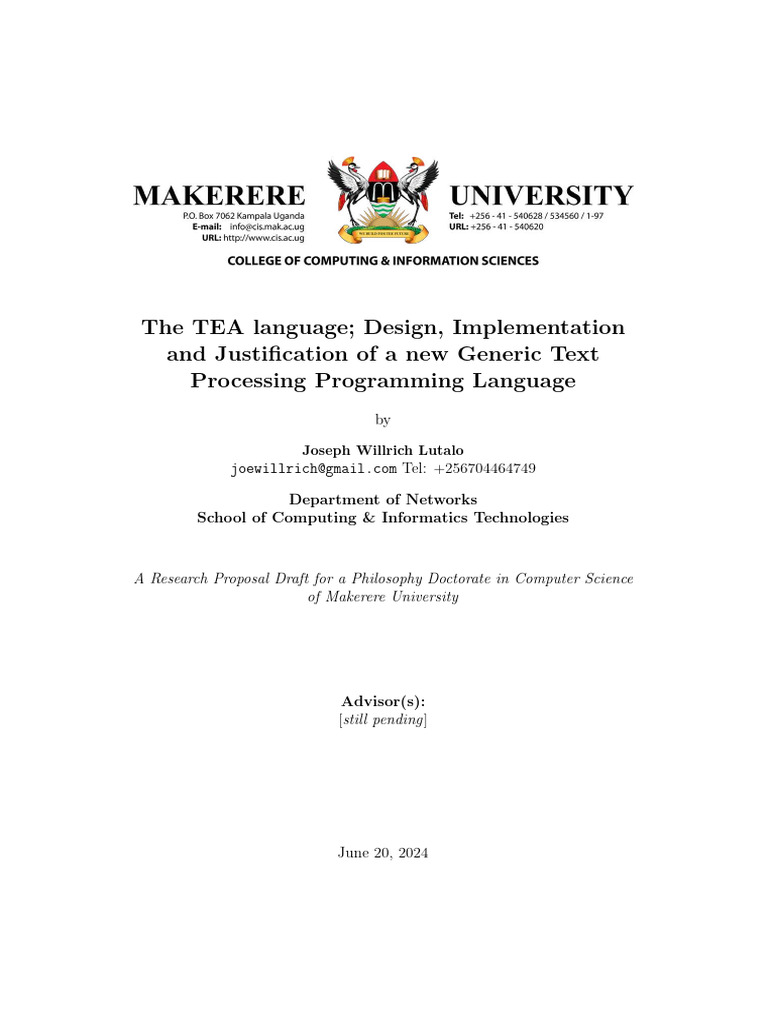 The tea language design implementation a pdf computer programming