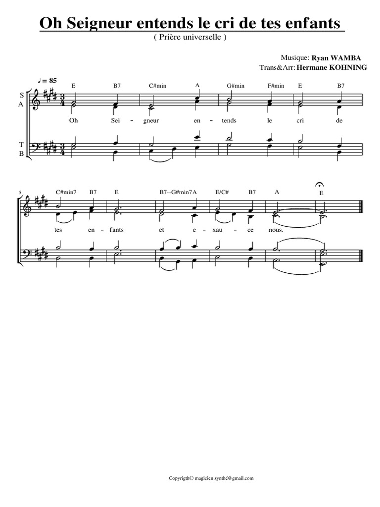 Prière : Entends Seigneur, nos voix | PDF