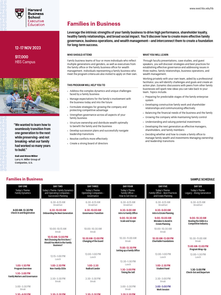 Families Business Brochure | PDF | Harvard Business School | Governance