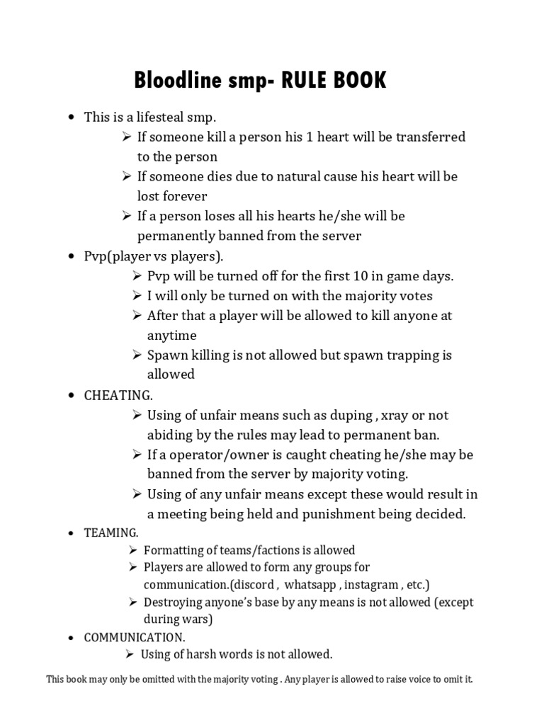 Bloodline SMP Rules Guide | PDF