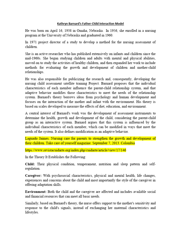 Barnard's Parent-Child Interaction Model | PDF | Caregiver | Infants