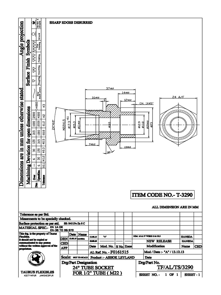 T-3290 - 24 Deg Tube Socket For 1 - 2 Tube (M22) - Model | PDF