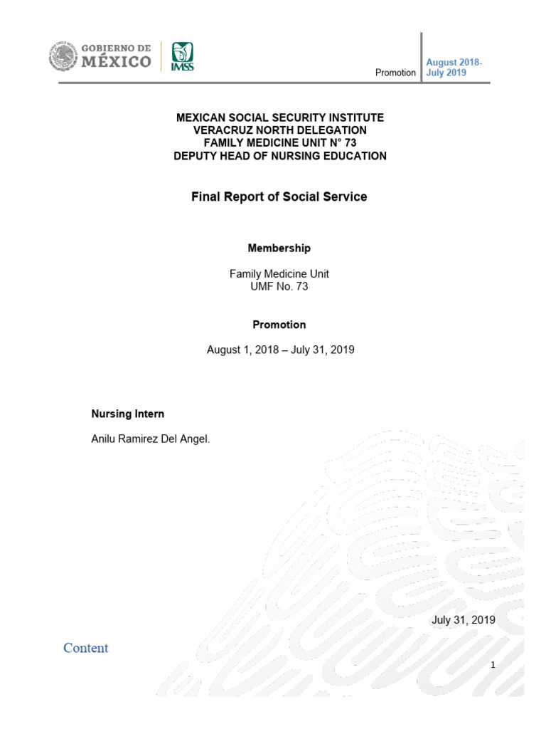 IMSS FINAL REPORT Ss Anilu | PDF | Social Work | Health Care