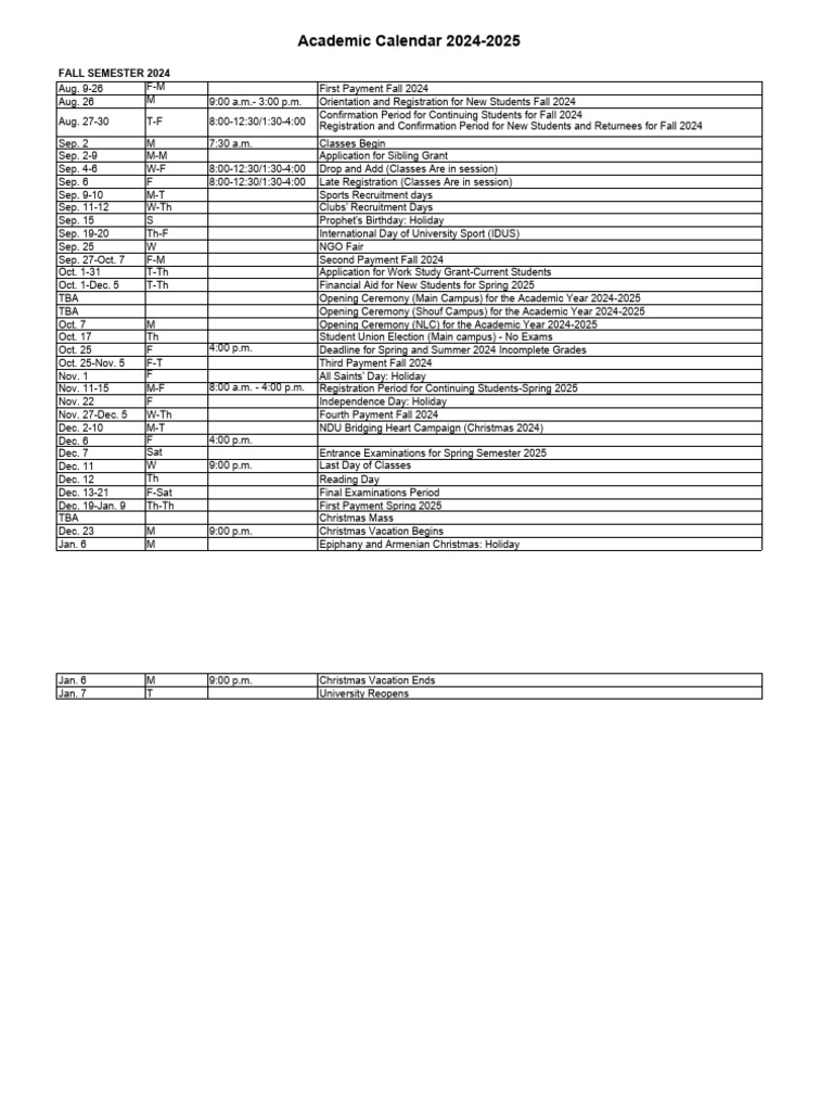 Academic Calendar 2024-2025 (May 17, 2024) | PDF | Academic Term | Academia