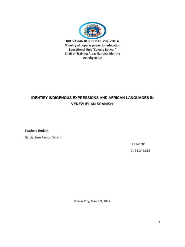 Indigenous Languages in Venezuela | PDF | Venezuela | Spanish Language