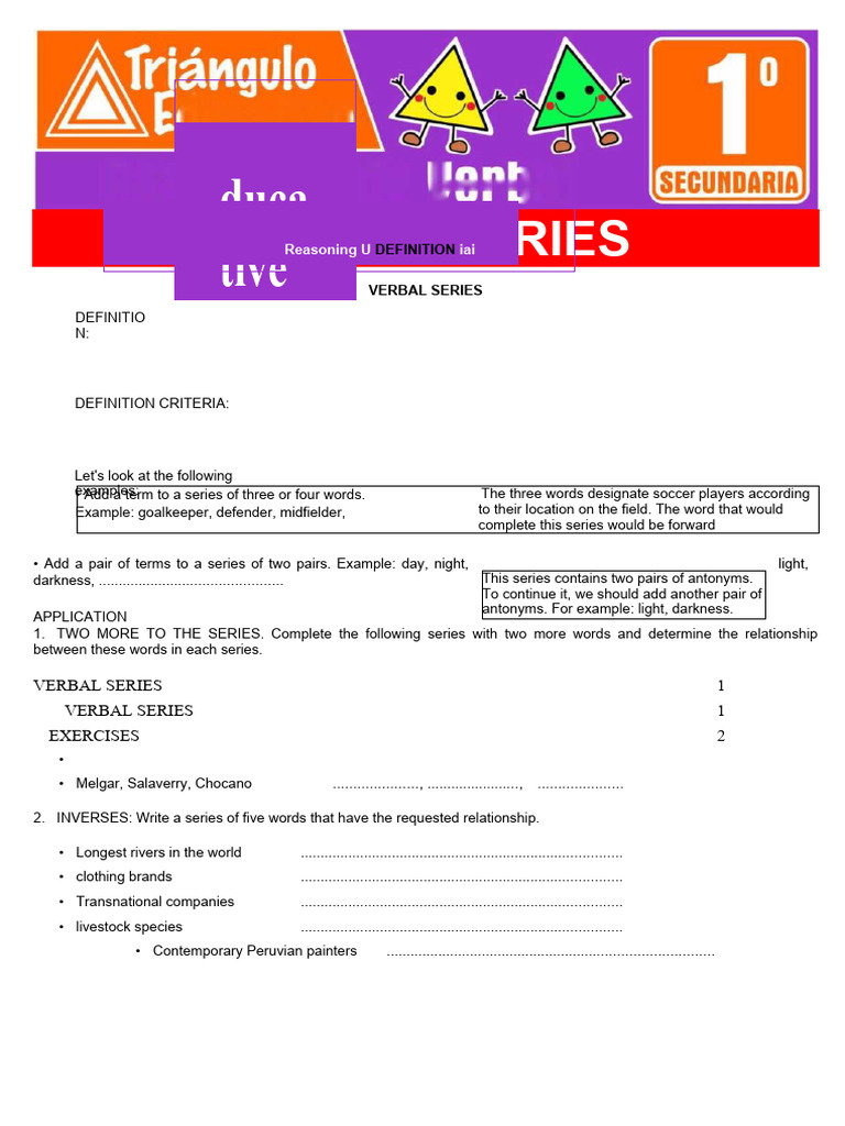 Verbal Series Exercises for Word Relationships | PDF | Foreign Language ...