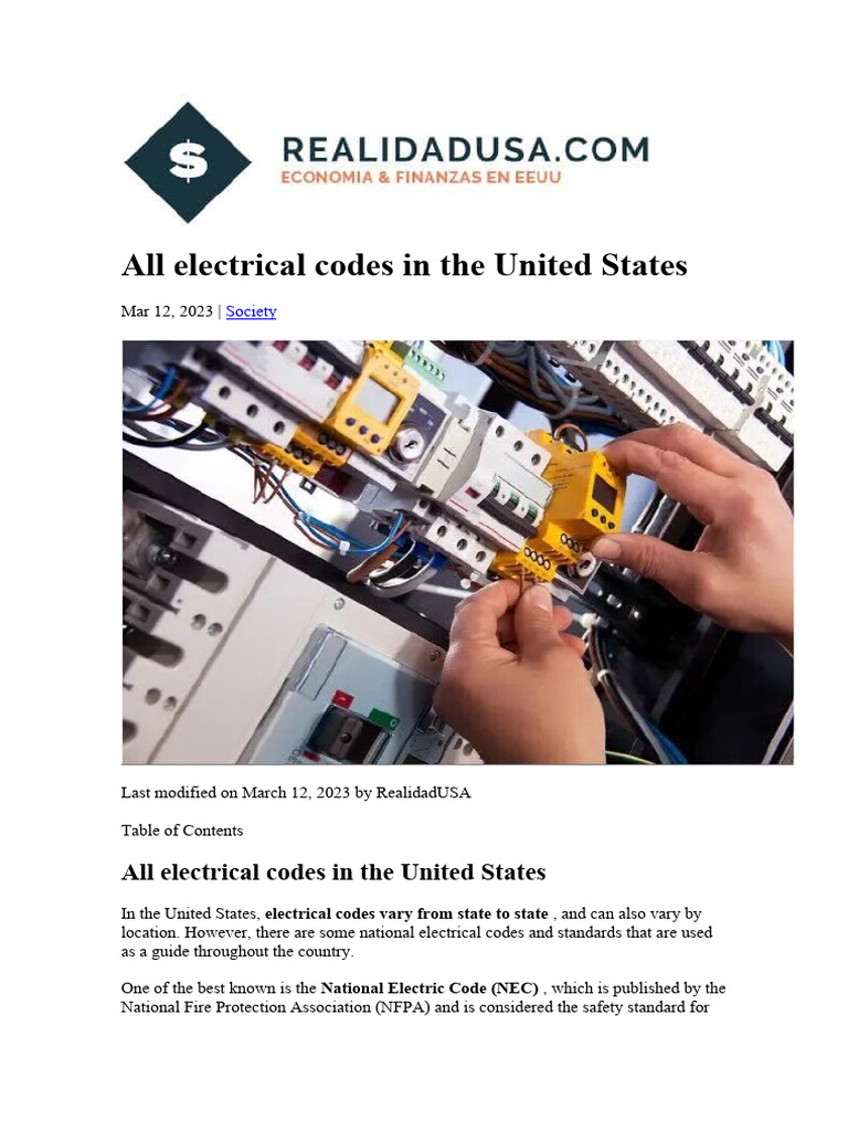 U.S. Electrical Codes and Standards Guide | PDF | Electrical Wiring ...