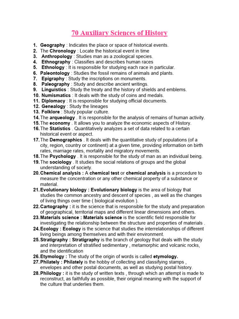 Auxiliary Sciences of History Explained | PDF | Science | Geology