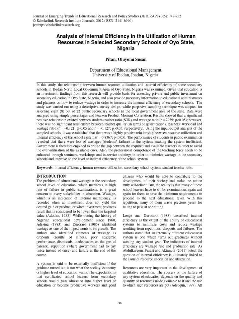 Internal Efficiency in Oyo Schools | PDF | Scientific Method