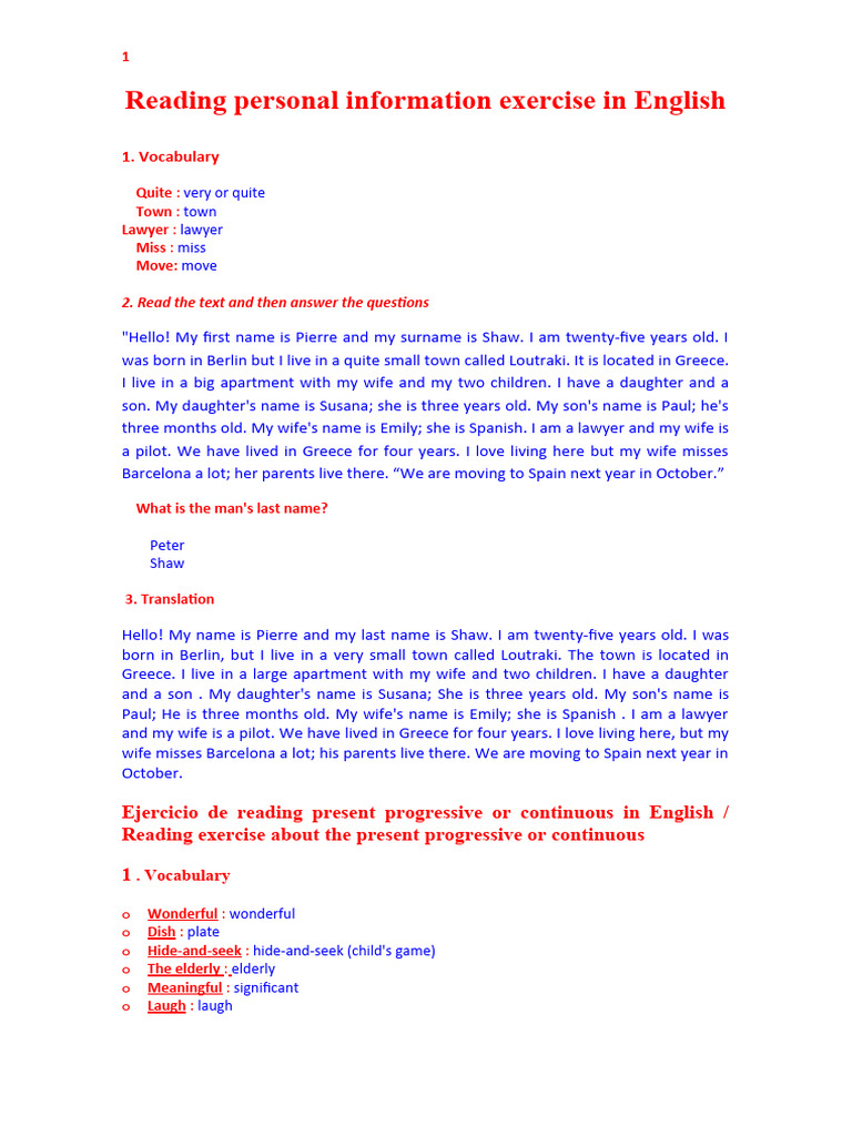 English Reading Exercises on Family | PDF | I Pad | Trick Or Treating