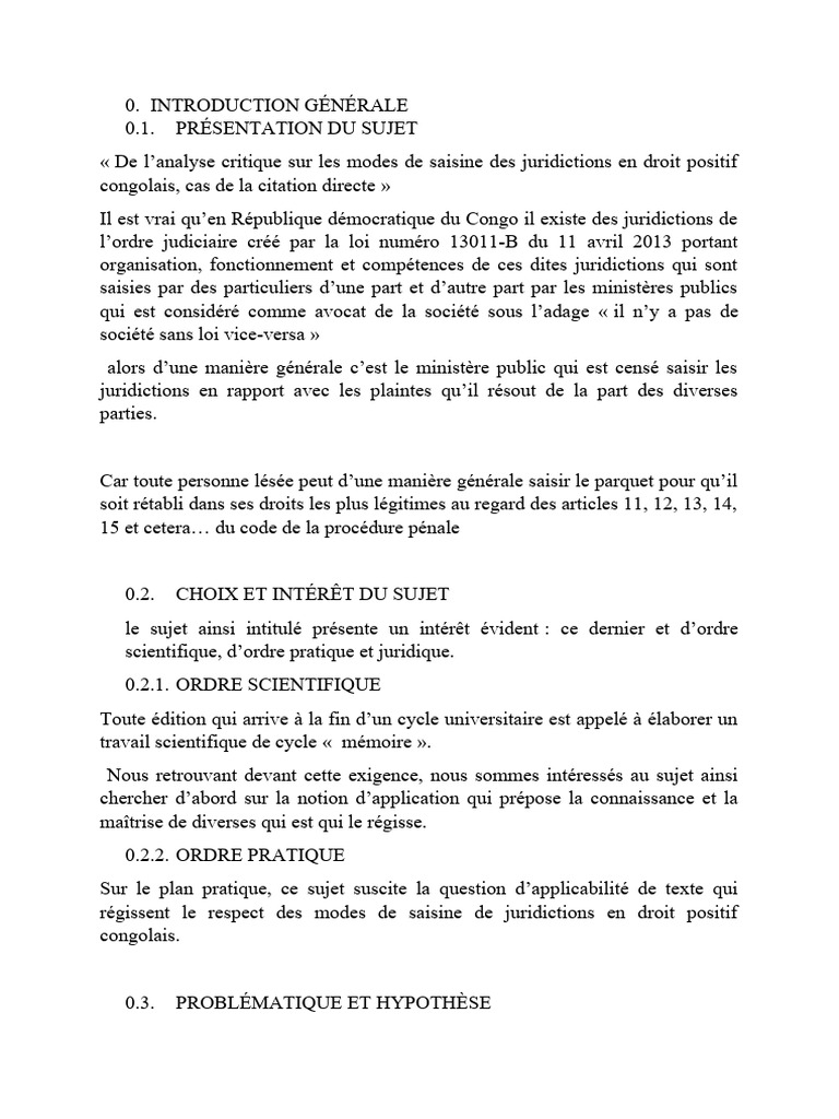 Modes de saisine des juridictions en RDC | PDF | Justice | Crime et ...
