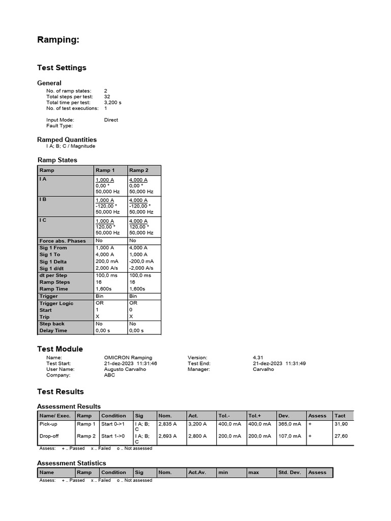 Ramping Test Results for OMICRON 4.31 | PDF | Computer Engineering ...