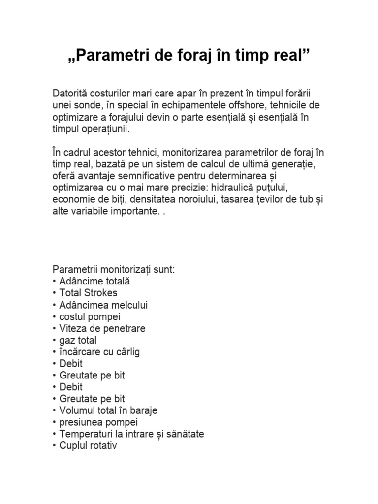 Parametri de Foraj | PDF