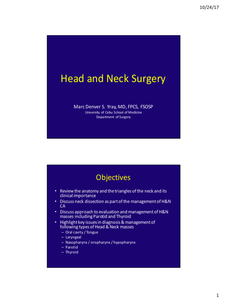 Management of Head and Neck Masses | PDF | Head And Neck Cancer ...