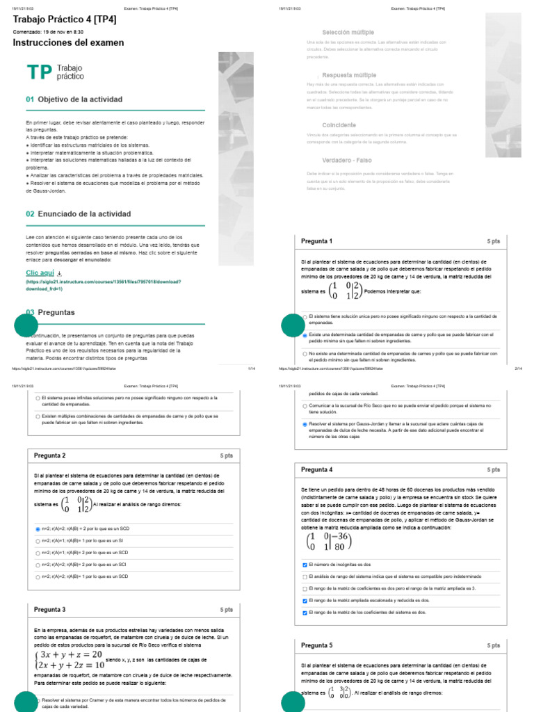TP 4 - Algebra - 90 | PDF | Ecuaciones | Matriz (Matemáticas)