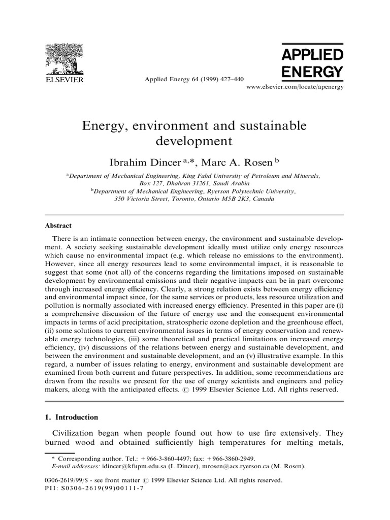 Energy Environment and Sustainable Development | PDF | Greenhouse Gas ...