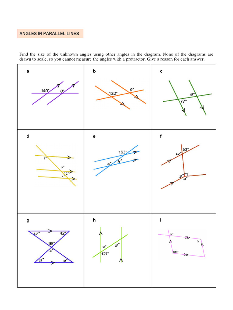 Angles in Parallel Lines | PDF