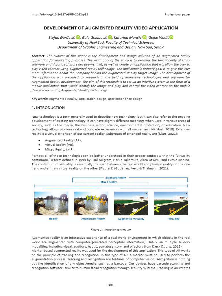 Augmented Reality Video App Development | PDF | Augmented Reality ...