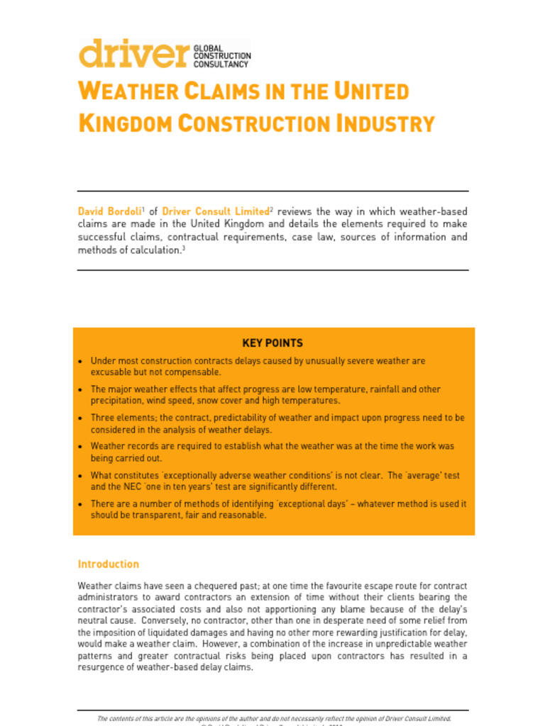 UK Construction Weather Claims | PDF | Employment | Weather