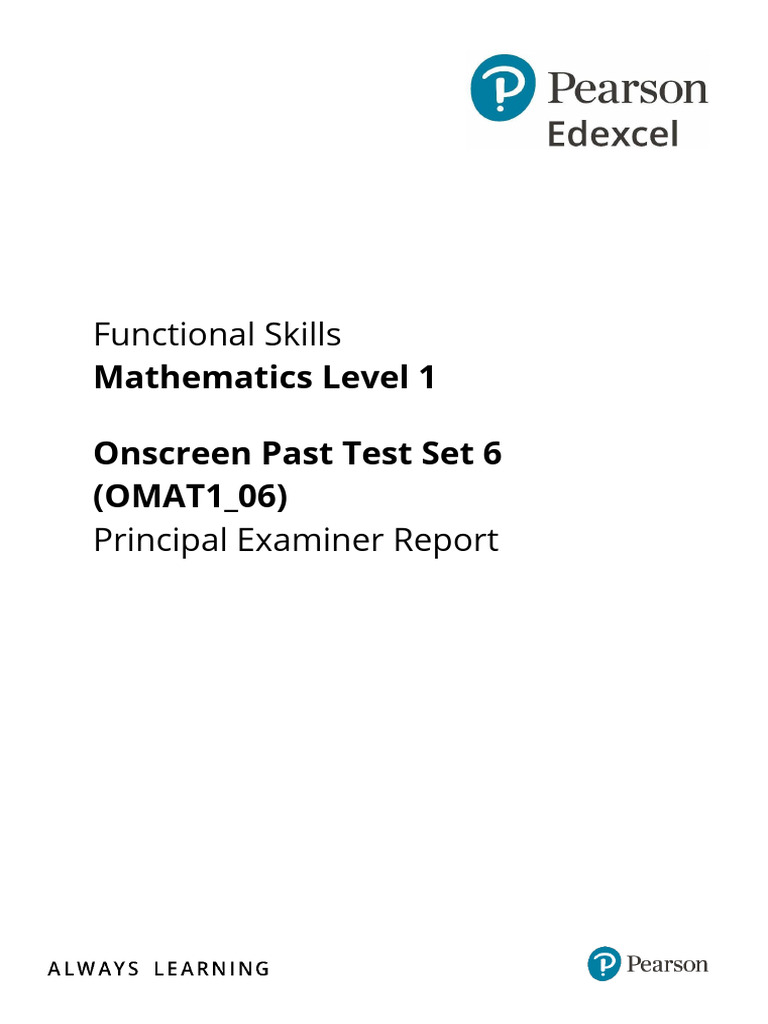 Past test 6 examiner report fs maths level 1 omat1 set 6 pdf area